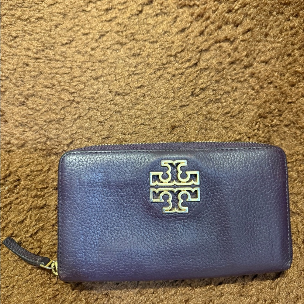 Tory Burch Dark Purple Leather Clutch